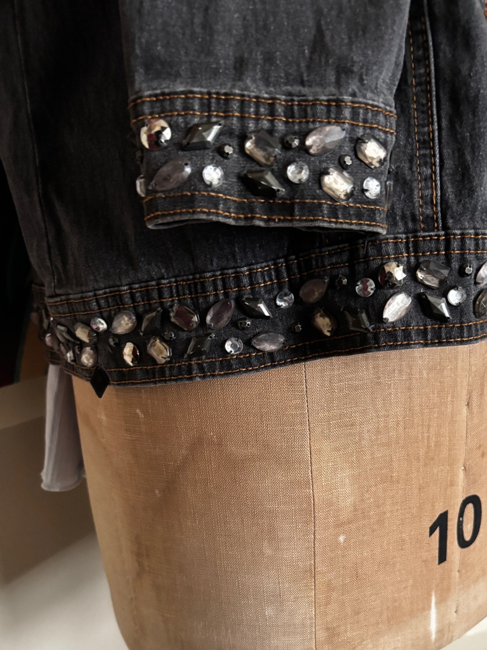 Diane Gilman Black Embellished Jean Jacket